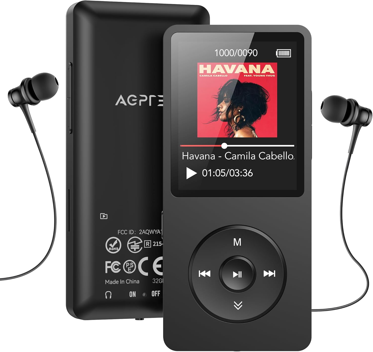 AGPTEK MP3 Player 32GB mit 1,8 Display & 70h Akkulaufzeit